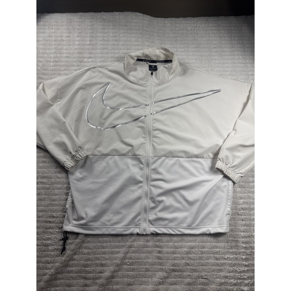 Nike Large Woven Stand Collar Training Sports White Jacket DA0498-100 Women Med